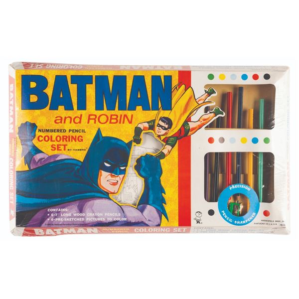 A Batman and Robin Numbered Pencil Coloring Set.