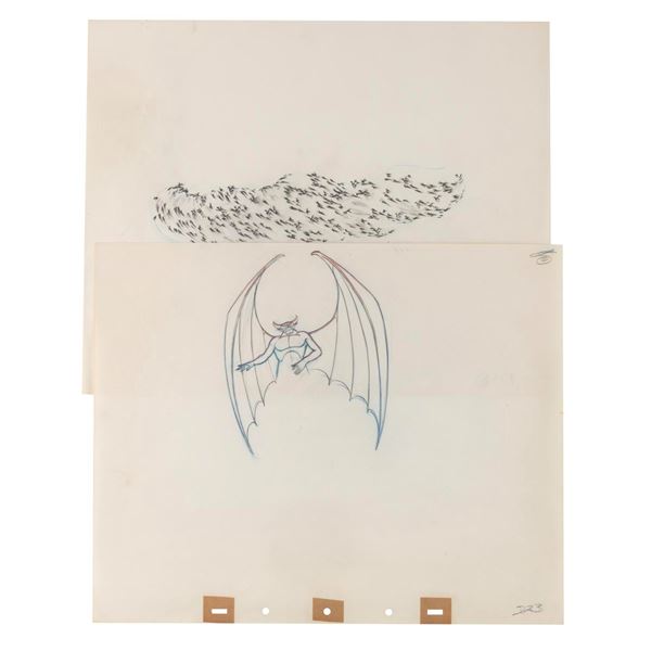 A Pair of “Fantasia” Night on Bald Mountain Production Drawings.