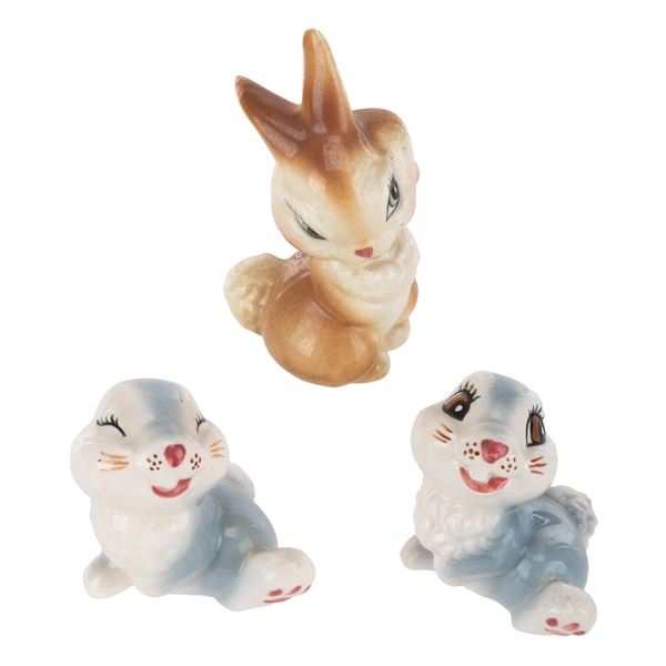 A Trio of “Bambi” Bunnies Ceramic Figurines.