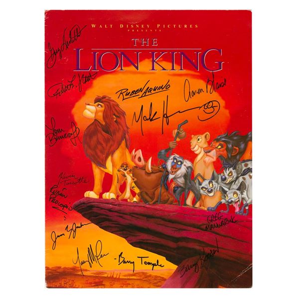 A "The Lion King" Program Signed by Thirteen Crew Members.