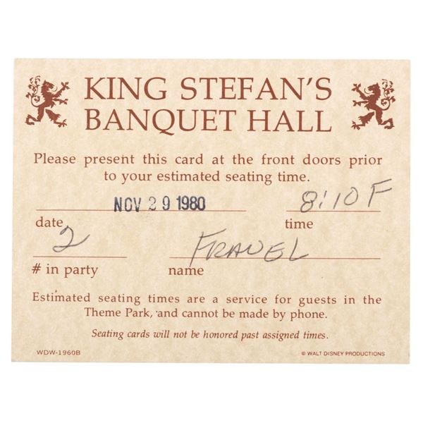 A King Stefan's Banquet Hall Seating Card.