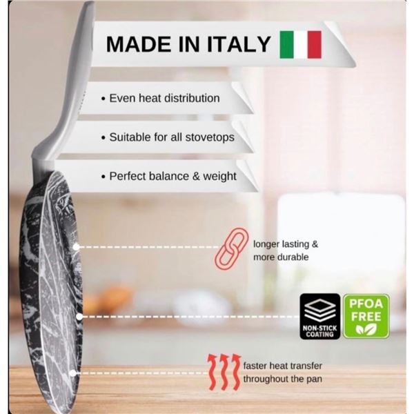 Brand New Diamond Marble Crepe & Pancake Pan 25 CM — Made in Italy - Brand New