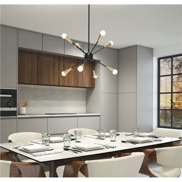 Brand New Artika Wayden Integrated LED Pendant Light – Black & Gold, No Bulbs Required