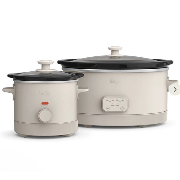 Brand New Bella 2-Piece Slow Cooker Set – 6-Qt Programmable & 2-Qt