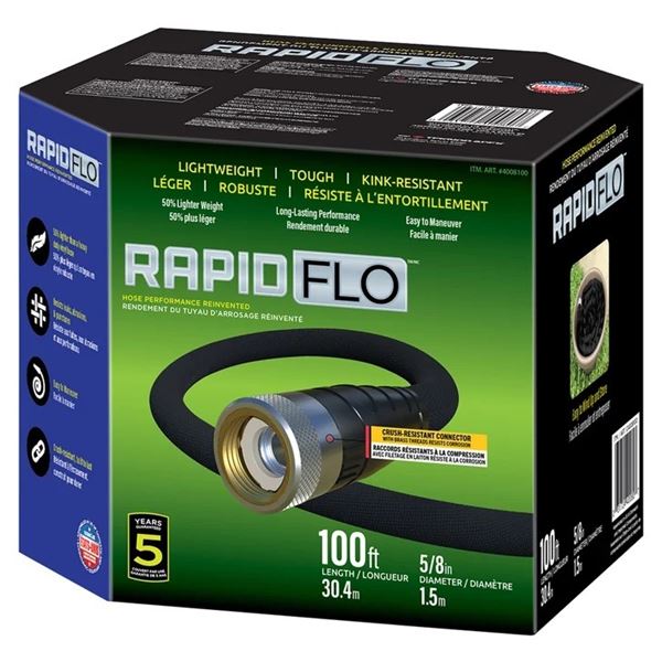 Used – Good Condition RapidFlo 100 ft. × 5/8 in. Lightweight Garden Hose