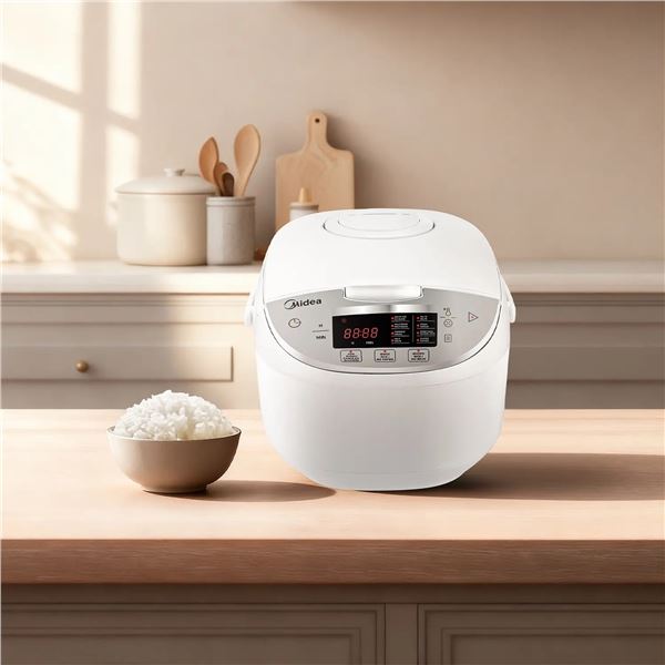 Customer Returned Midea 6-Cup Low-Sugar Multifunctional Rice Cooker – White