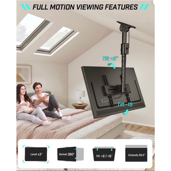Brand New Greenstell Ceiling TV Mount for 26–65″ TVs – 110 lb Capacity