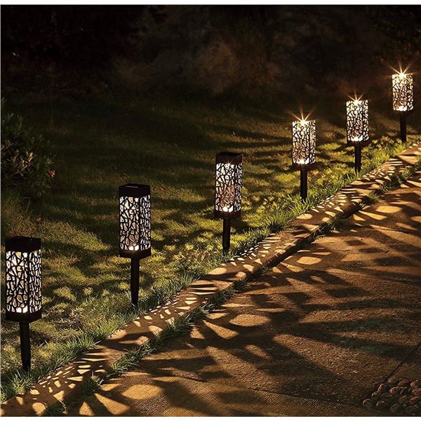 Brand New 6-Piece Solar Garden Pathway Lights – Decorative Warm White Outdoor Lighting