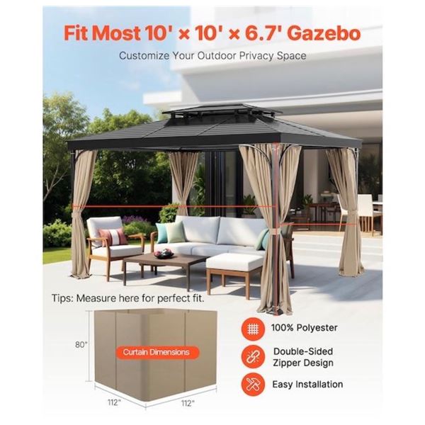 Brand New 10’ x 10’ Gazebo Privacy Curtains – 4 Panels