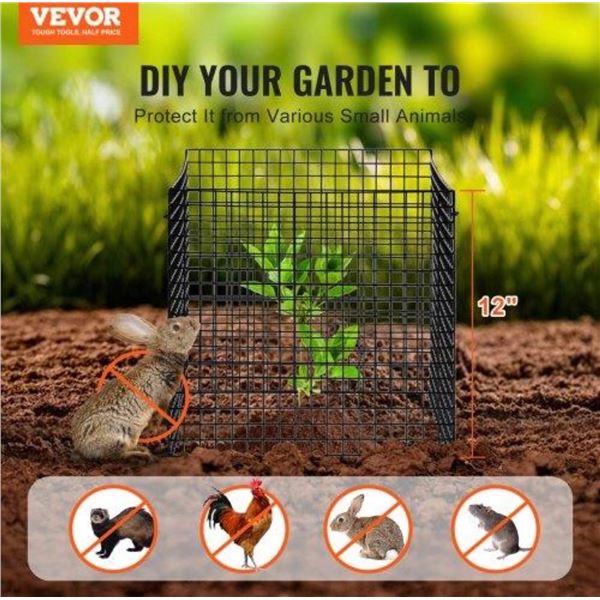 Brand New VEVOR 10-Pack 12” Metal Plant Protector Cages – Black