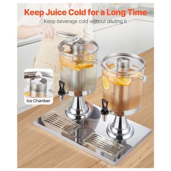 Brand New open box Dual 2.1-Gallon Beverage Dispenser with Ice Chambers