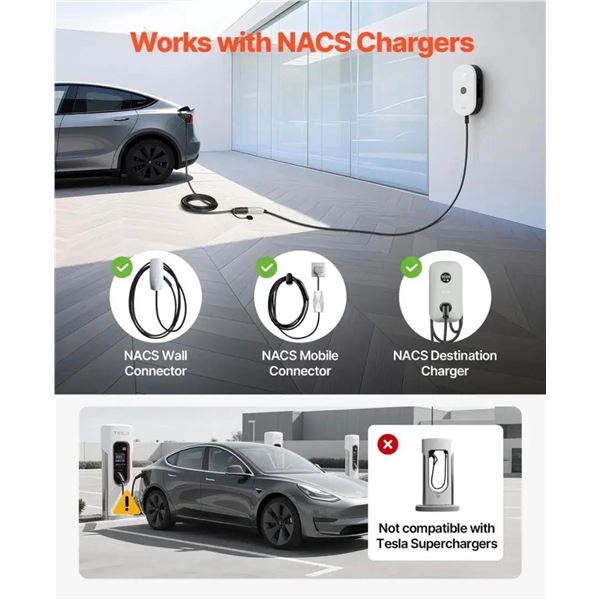 Brand New 40 ft Tesla EV Charger Extension Cable – 48A, 240V, 11.52kW