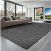 Image 1 : Brand New 5’ × 8’ Dark Gray Plush Shag Area Rug – Soft Non-Slip Carpet