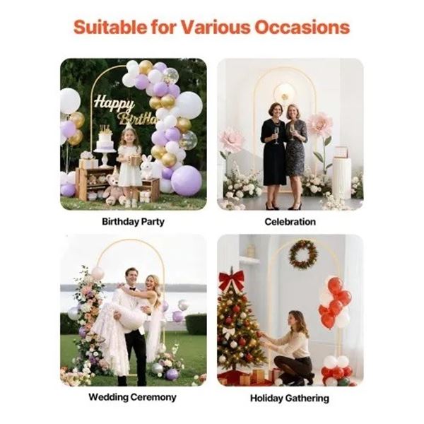 Brand New VEVOR 6.6 ft Gold Wedding Arch Backdrop Stand