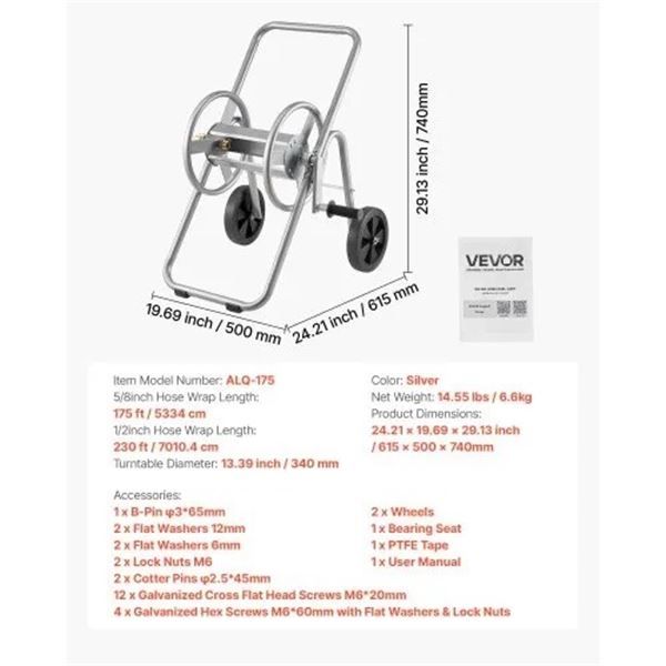 Brand New 175 FT Heavy-Duty Garden Hose Reel Cart – Hose Not Included