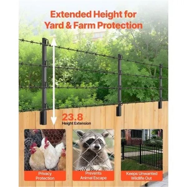 Brand New 23.8-Inch Steel Fence Post Extenders – 8 Pack