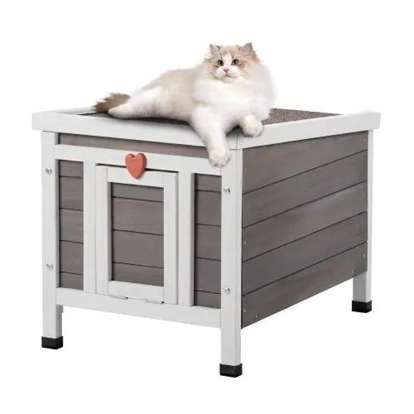 Brand New 21” Weatherproof Wooden Outdoor Cat House