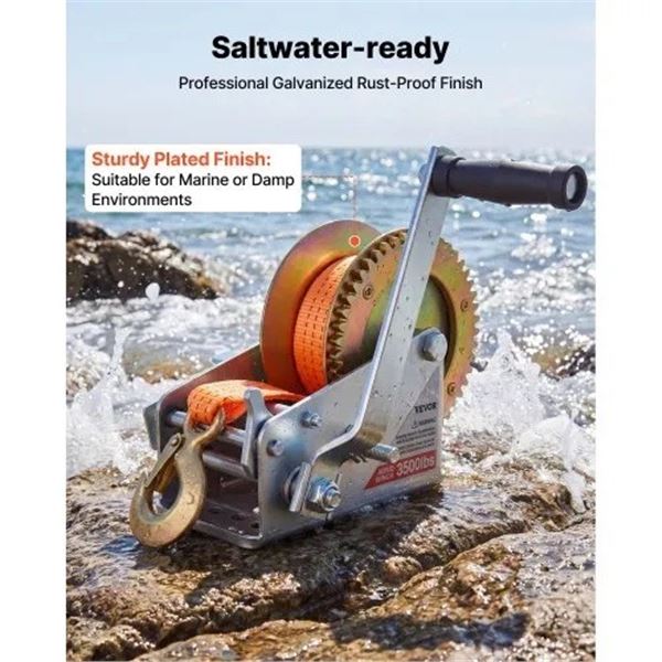 Brand New 3,500 lb Heavy-Duty Hand Winch with 20 ft Strap