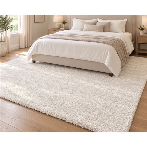 Customer Return – Looks New CAM Brooklyn Super Soft Shag Area Rug – Cream [x=#8211