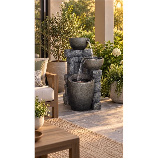 Brand New SeaSunStar 3-Bowl Cascading Outdoor Water Fountain – MZ13296AC