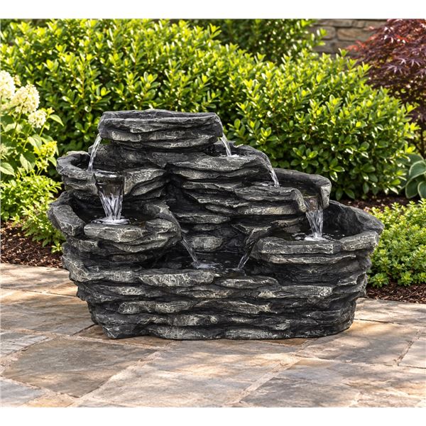 Brand New SeaSunStar Multi-Tier Cascading Rock Outdoor Water Fountain – MZ13963GA