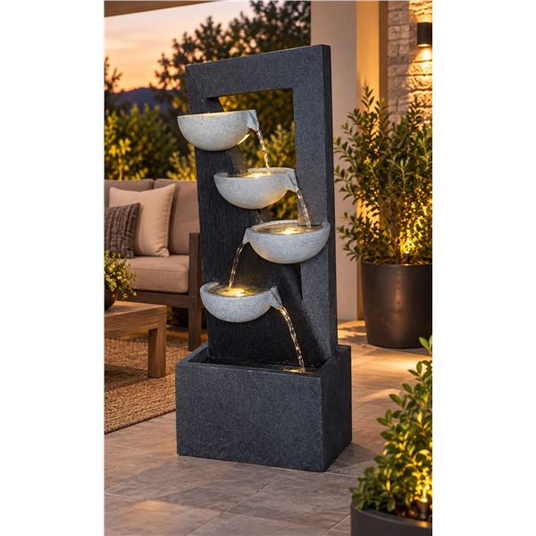 Brand New SeaSunStar 4-Bowl Cascading Outdoor Fountain with LED Lights – MZ14017GA