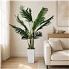 Image 1 : Brand New 5FT Triple-Trunk Artificial Palm Tree with Tall White Planter