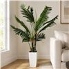 Image 2 : Brand New 5FT Triple-Trunk Artificial Palm Tree with Tall White Planter