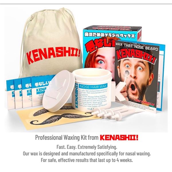 Brand New KENASHII Nose Hair Waxing Kit - 2 Pack Bundle Lot for Men & Women (100g Wax & 24 Applicato