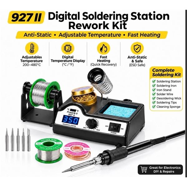 Brand New 927II Digital Soldering Station Rework Kit with Accessories