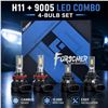 Image 1 : Brand New FAHREN H11 + 9005 LED Headlight Bulb Combo  4-Piece Set