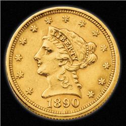 $2.5 Gold Liberty US Coin-  1890's-XF Plus