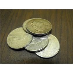 Lot of 5 Peace Silver Dollars