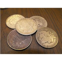 Lot of 5 Random Date Morgan Silver Dollars