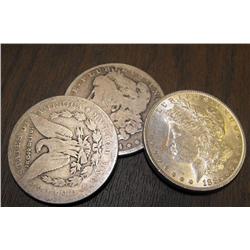 Lot of (3)  19th Century Morgan Silver Dollars-