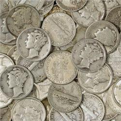 Lot of 60 Mercury Dimes-1940's