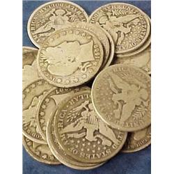 Lot of 10 Barber Halves- Various Circulated Dates