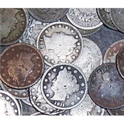 LOT OF 100 V NICKELS- ASSORTED