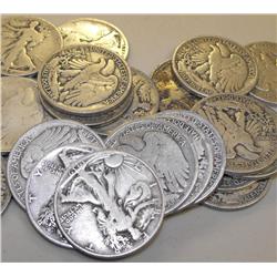 Lot of 20 Walking Liberty Halves 1930-40's