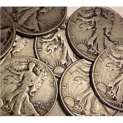 LOT OF 10 WALKING LIBERTY HALVES