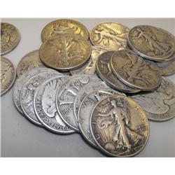 Lot of 20 Walking Liberty Halves 1930-40's