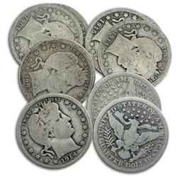 8 Barber Quarters ag-xf grades- 1892-1916