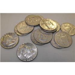 Lot of 10 Franklin 90% Silver Halves- Circulated