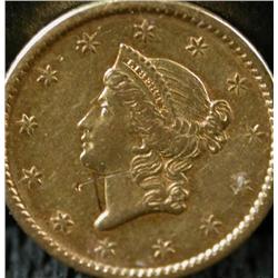 1850-75 $ 1 Gold Liberty US Coin
