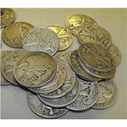 Lot of 15 Walking Liberty Halves- Various Dates