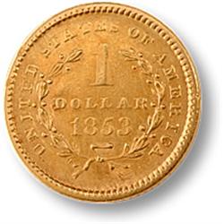 1850'S $ 1 GOLD US LIBERTY COIN-