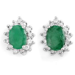 3.85 ctw Diamond Emerald Earrings