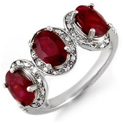 Three-Stone3.08 ctw Diamond Ruby Ring Gold Jewelry
