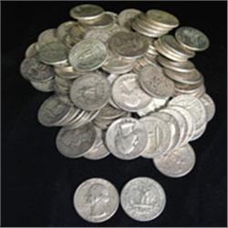 Lot of 100 Washington 90% Silver Coins
