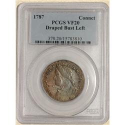1787 Connecticut Copper VF20 PCGS Draped Bust Left